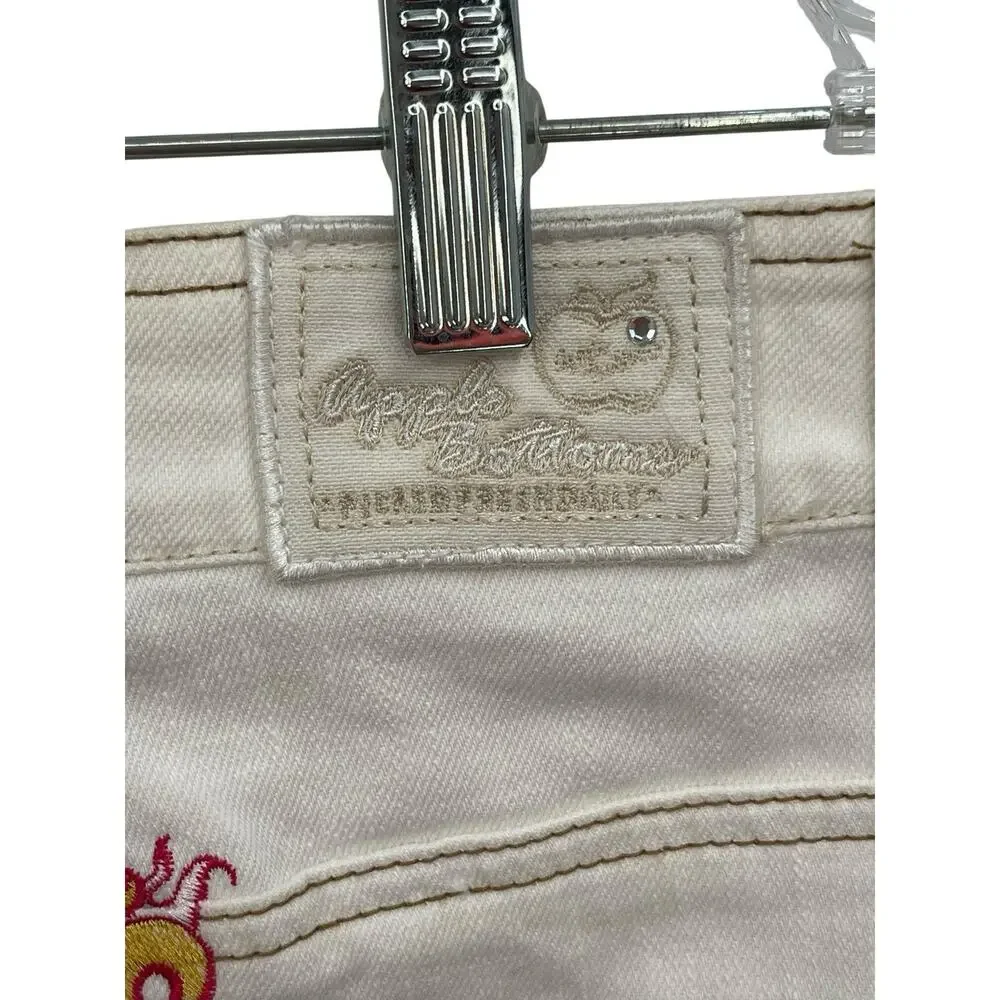 Vintage Y2K Apple Bottom Jeans Mini Skirt Embroidered White Denim Size 7 / 8